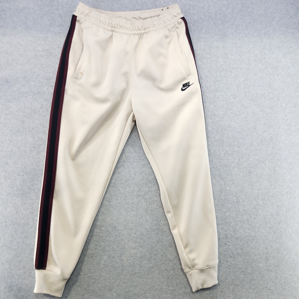 Nike Sportswear Track Pants Mens Medium White Swoosh Taper Leg Athletic Jogger